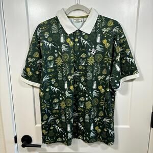 Devereux Polo Shirt Mens M Skull AOP Print Golf Performance Lightweight DVXR